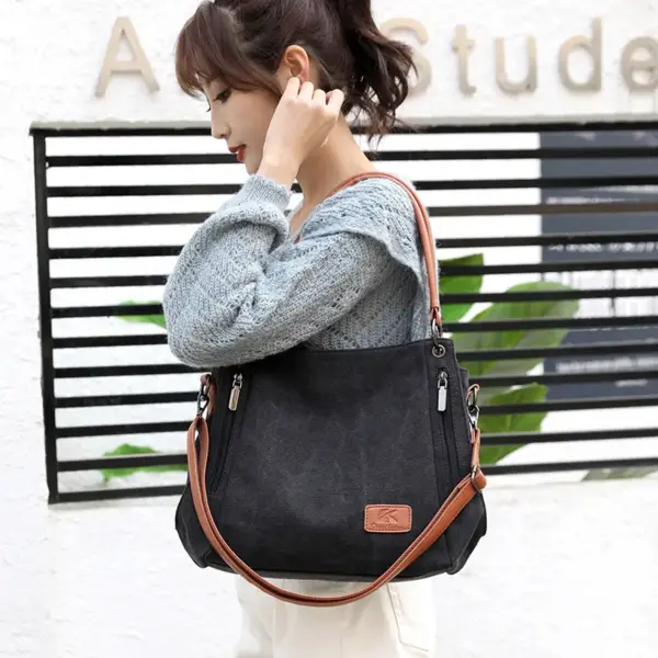 Women canvas shoulder tote bag - Image 6