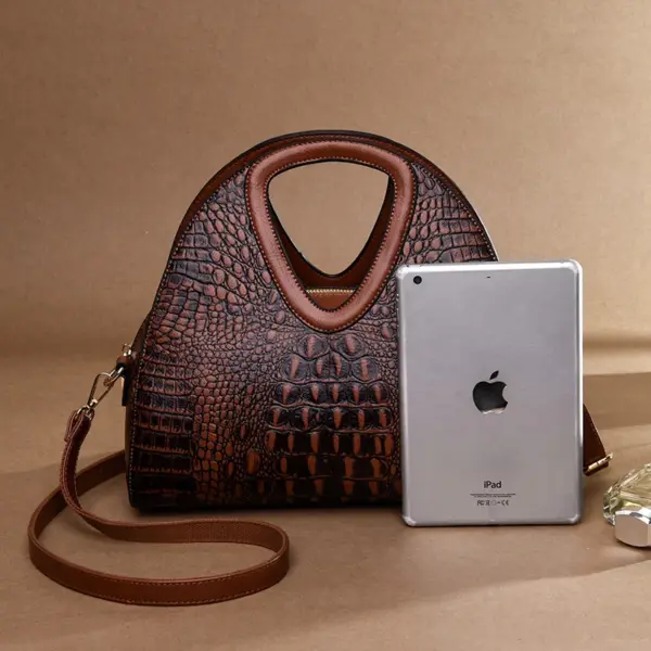 Crocodile pattern luxury round designer tote - Image 12