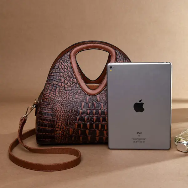 Crocodile pattern luxury round designer tote - Image 13