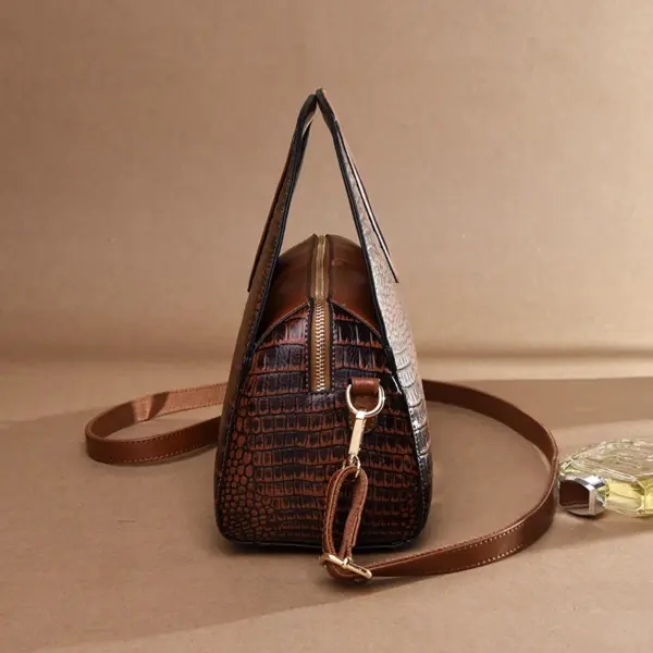 Crocodile pattern luxury round designer tote - Image 14