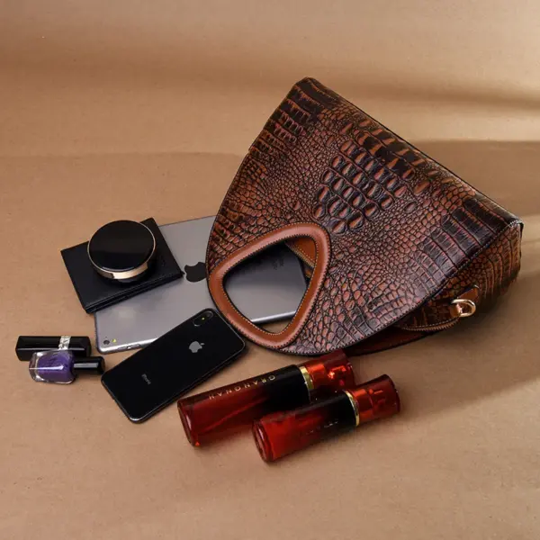 Crocodile pattern luxury round designer tote - Image 16