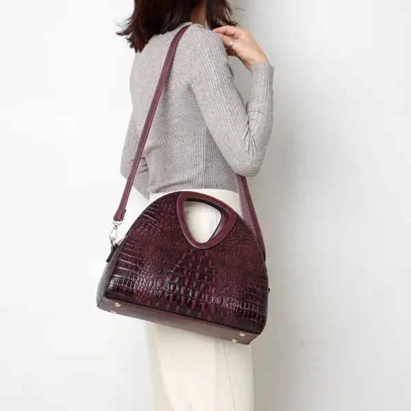 Crocodile pattern luxury round designer tote - Image 20