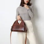 Crocodile pattern luxury round designer tote - Image 21