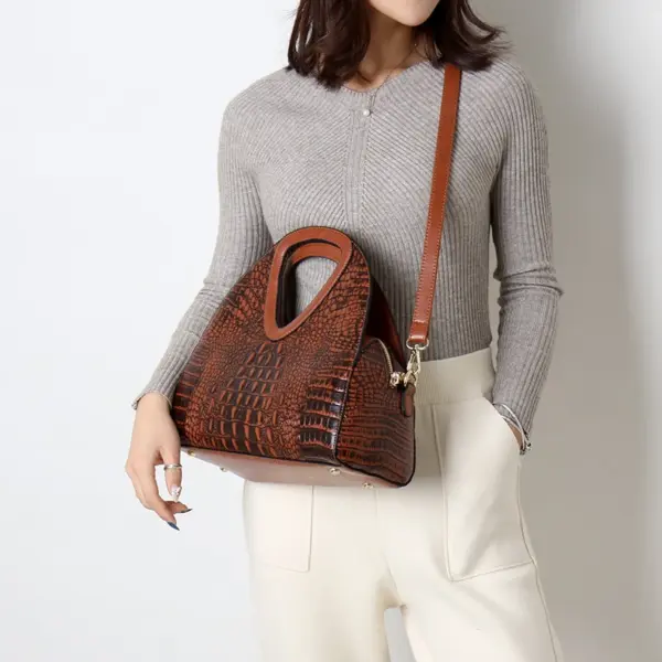 Crocodile pattern luxury round designer tote - Image 22