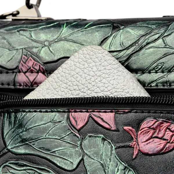 Flower embossed luxury satchel bag - Image 11