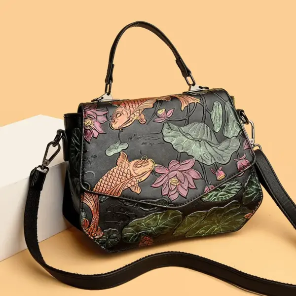 Flower embossed luxury satchel bag - Image 14