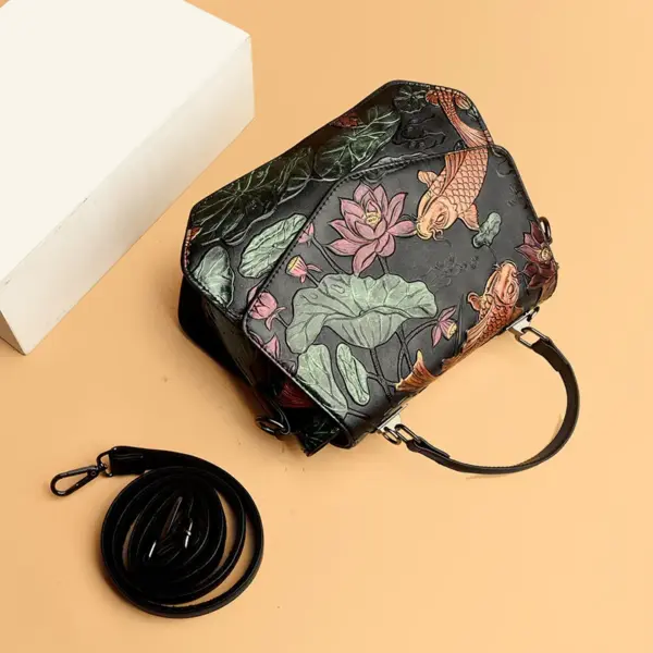 Flower embossed luxury satchel bag - Image 15