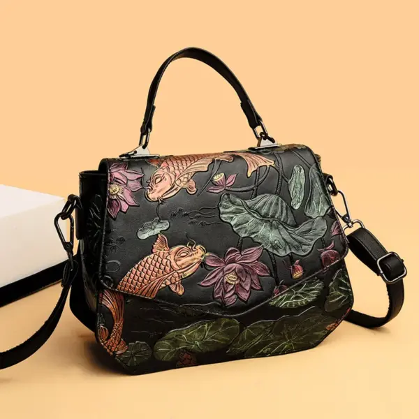 Flower embossed luxury satchel bag - Image 16