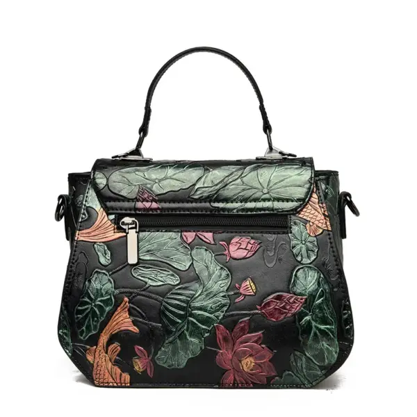 Flower embossed luxury satchel bag - Image 5