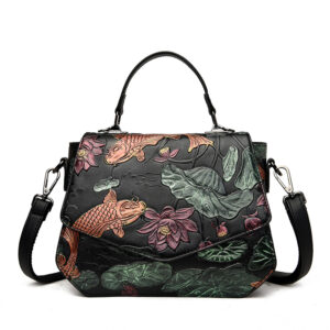 Flower embossed luxury satchel bag