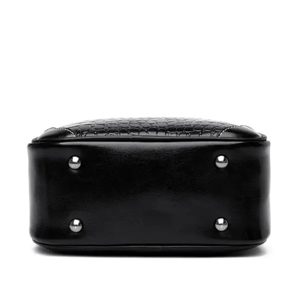 Genuine leather croc embossed round designer bag - Image 4