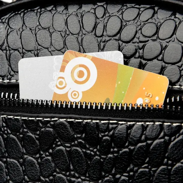 Genuine leather croc embossed round designer bag - Image 7