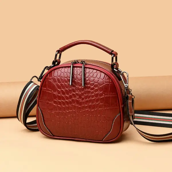 Genuine leather croc embossed round designer bag - Image 10