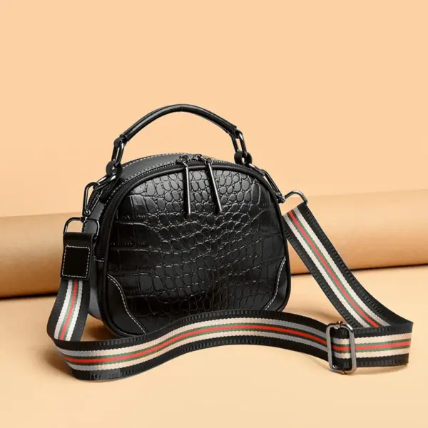 Genuine leather croc embossed round designer bag - Image 11