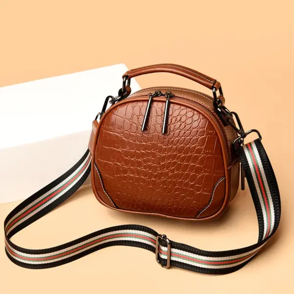 Genuine leather croc embossed round designer bag - Image 14
