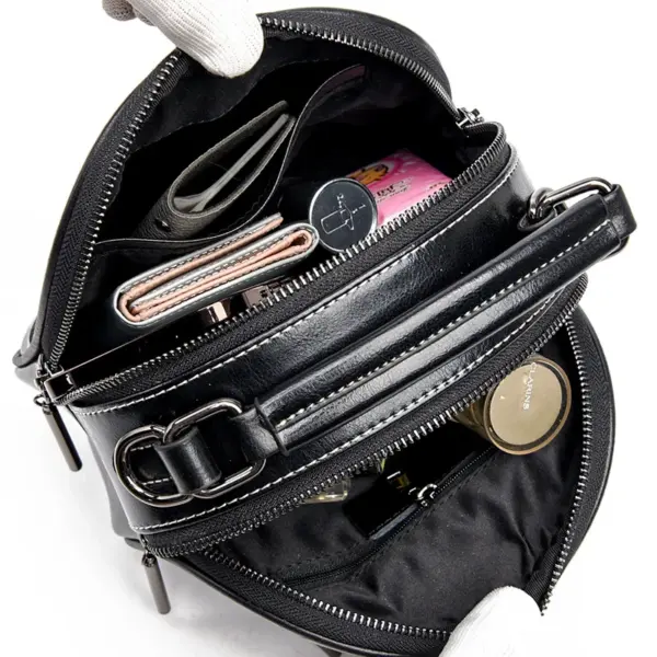 Genuine leather croc embossed round designer bag - Image 16