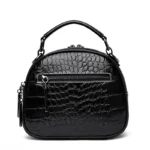Genuine leather croc embossed round designer bag - Image 3