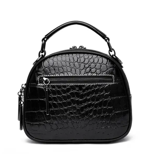Genuine leather croc embossed round designer bag - Image 3