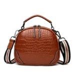 Genuine leather croc embossed round designer bag