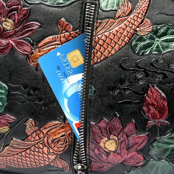 Retro luxury flower scenery embossed tote bag - Image 9