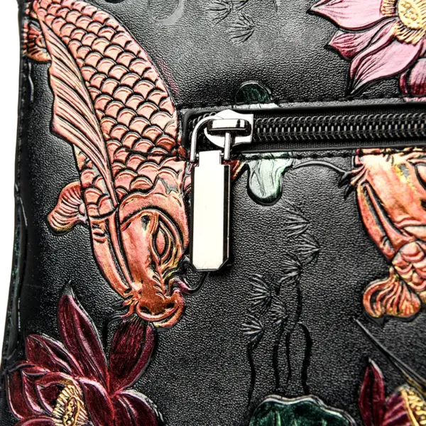 Retro luxury flower scenery embossed tote bag - Image 11