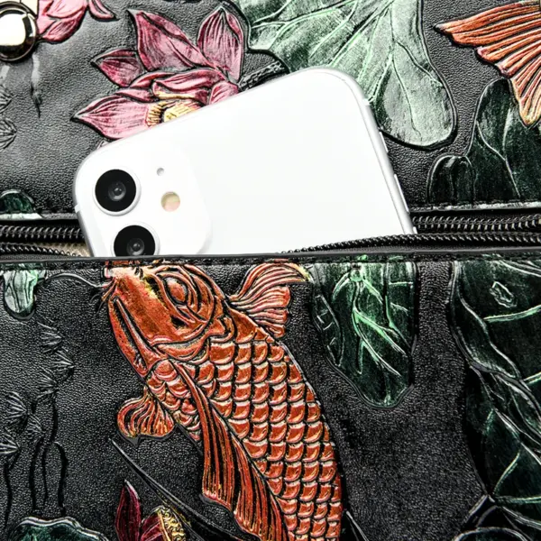 Retro luxury flower scenery embossed tote bag - Image 12