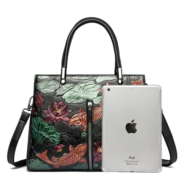 Retro luxury flower scenery embossed tote bag - Image 2