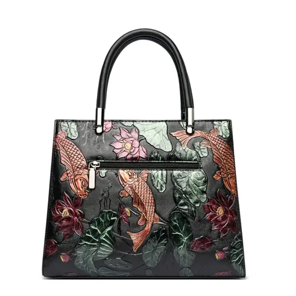 Retro luxury flower scenery embossed tote bag - Image 16