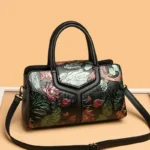 Vintage flower scenery embossed tote bag - Image 15