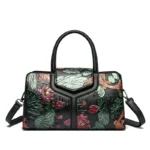 Vintage flower scenery embossed tote bag