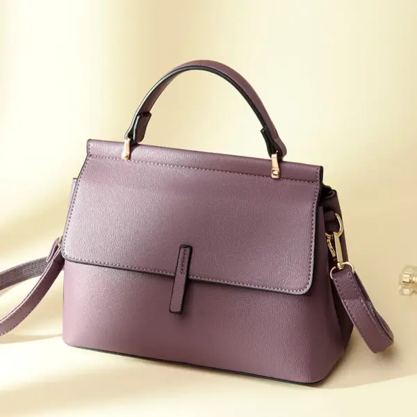 Luxury flap solid color shoulder tote bag - Image 11