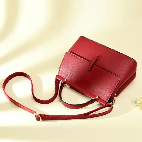 Luxury flap solid color shoulder tote bag - Image 12