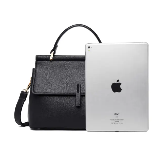 Luxury flap solid color shoulder tote bag - Image 3