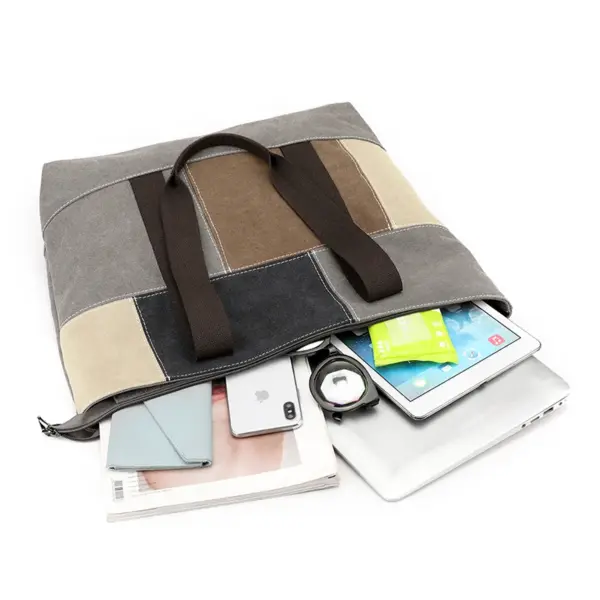 Canvas large capacity shoulder tote bag - Image 9