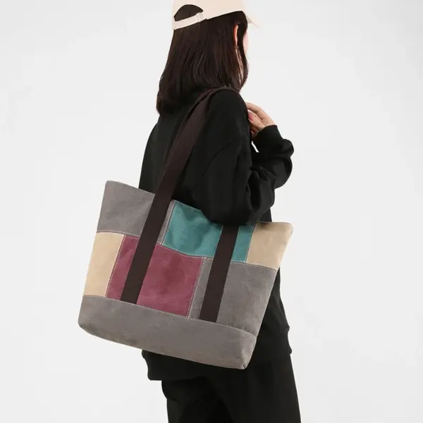Canvas large capacity shoulder tote bag - Image 12