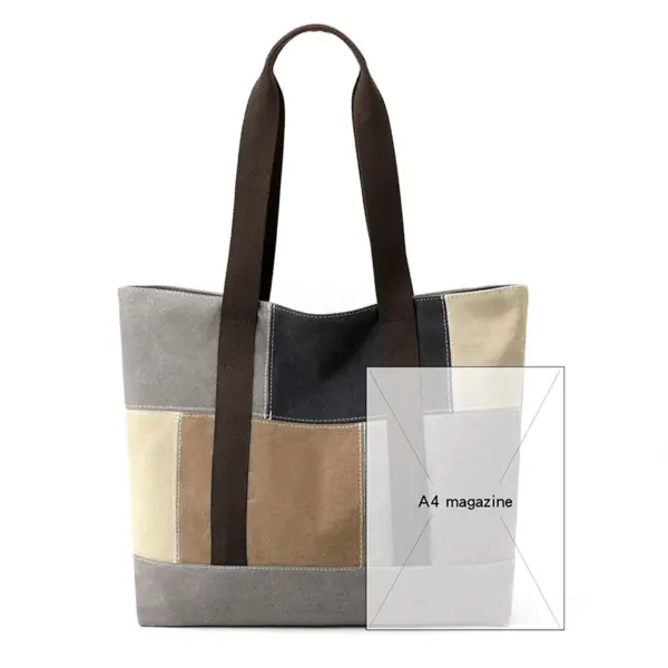 Canvas large capacity shoulder tote bag - Image 2