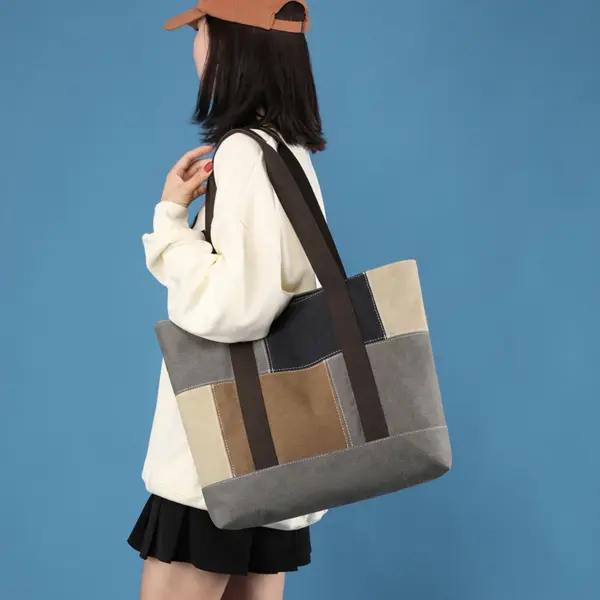 Canvas large capacity shoulder tote bag - Image 15