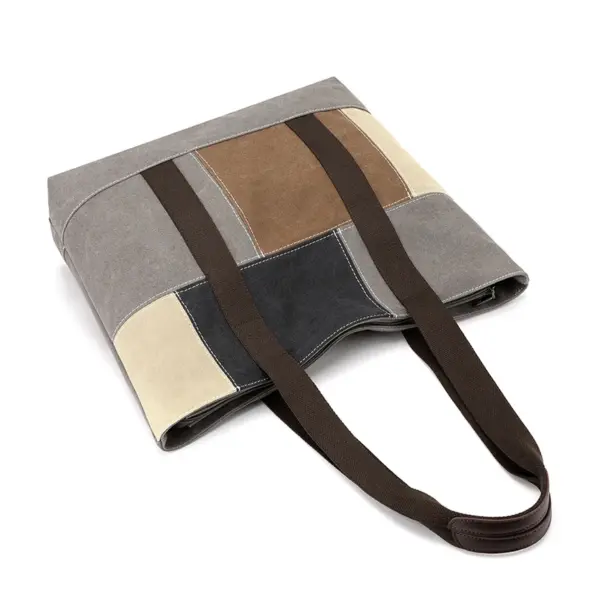 Canvas large capacity shoulder tote bag - Image 5