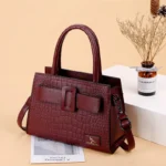 Croc embossed soft leather shopping tote - Image 11