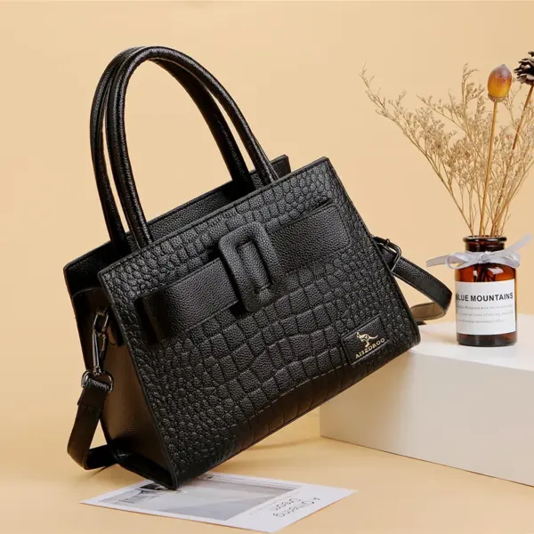 Croc embossed soft leather shopping tote - Image 12