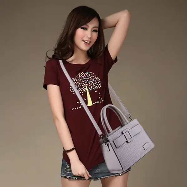 Croc embossed soft leather shopping tote - Image 4