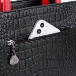 Croc embossed soft leather shopping tote - Image 23