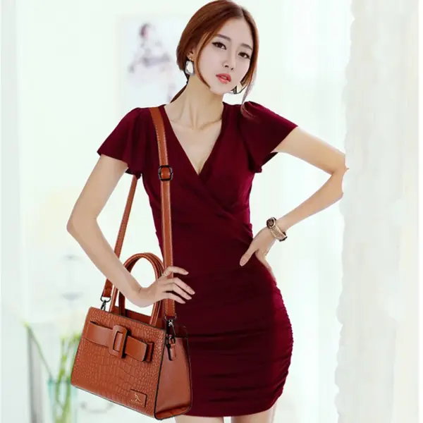 Croc embossed soft leather shopping tote - Image 5