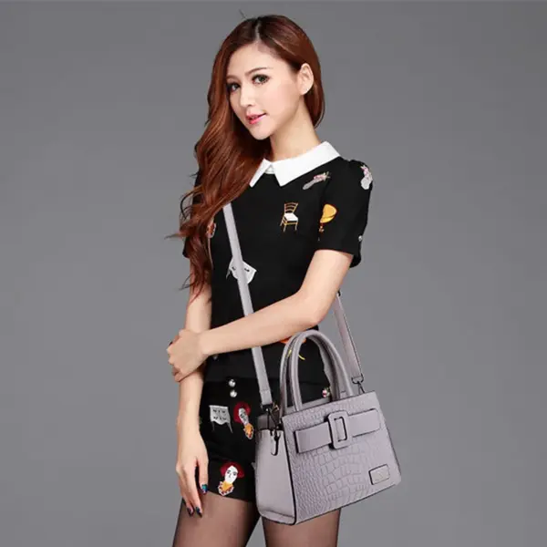 Croc embossed soft leather shopping tote - Image 7