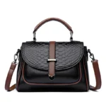 Crocodile flap decor satchel designer bag