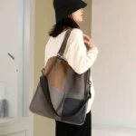 Large capacity vintage splicing canvas shoulder bag - Image 5