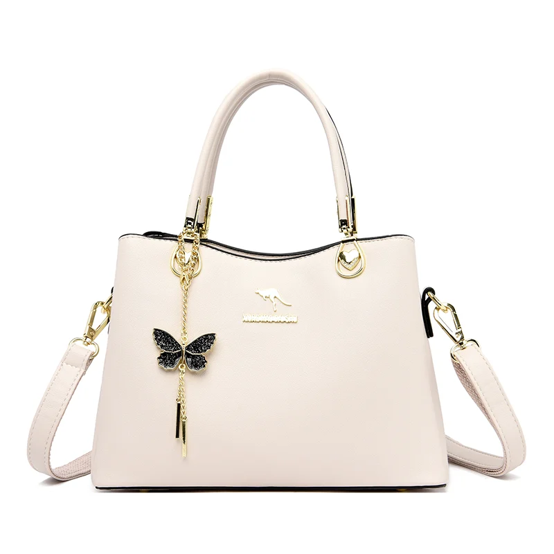 Women's PU Velvet Tote Bag With Butterfly Decoration - 3 Way Carry Handbag For Daily Use