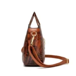 Round handle croc embossed tote bag - Image 2