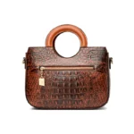 Round handle croc embossed tote bag - Image 3