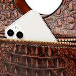 Round handle croc embossed tote bag - Image 8